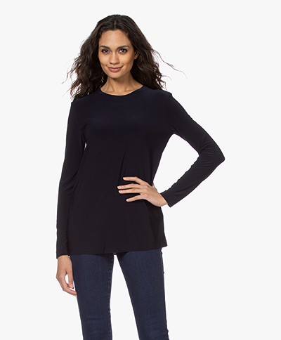 Norma Kamali Tech Jersey Crew Long Sleeve - Midnight - kk4266pl100012 ...